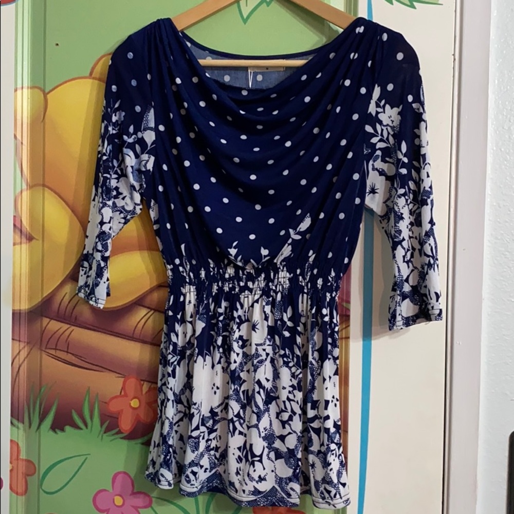COPY - Blue ACE Fashion dress with white design